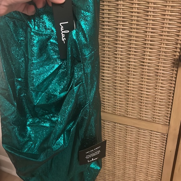 Lulu’s Green Metallic Mini Dress - Picture 3 of 3